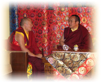 Tai Situ Rinpoche with H.E. Goshri Gyaltsab Rinpoche in Palpung Sherabling, India